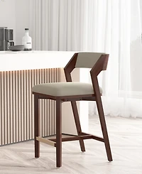 Manhattan Comfort Patricia 36.2" Velvet Upholstered Counter Stool