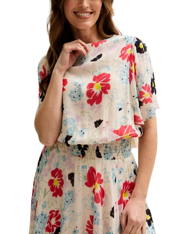 Lily and Lionel London Women's Galaxy Cowl Neck Poppy Print Midi Dress