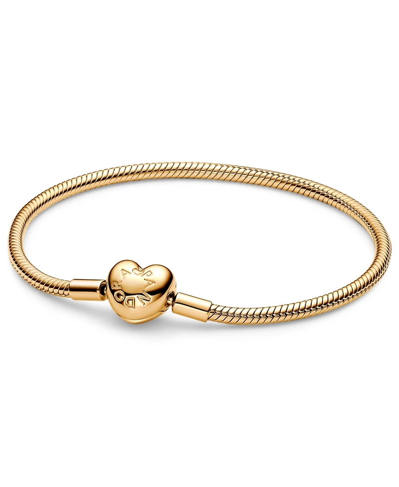 Pandora 14k Gold or Rose-Gold-Plated Barrel Clasp Snake Chain Bracelet
