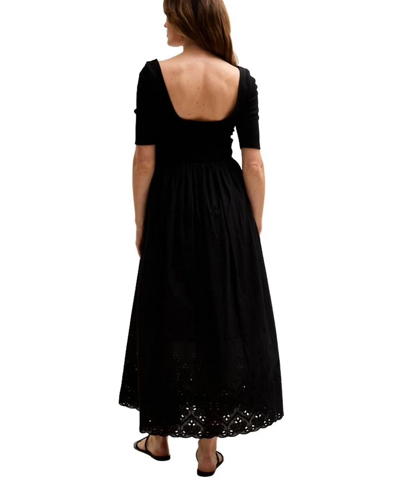 Lily and Lionel London Women's Sydney Short Sleeve Jersey Bodice Embroidered Midi Dress