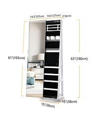 Vlsrka 360° Swivel Free-Standing Jewelry Armoire Cabinet with Mirror