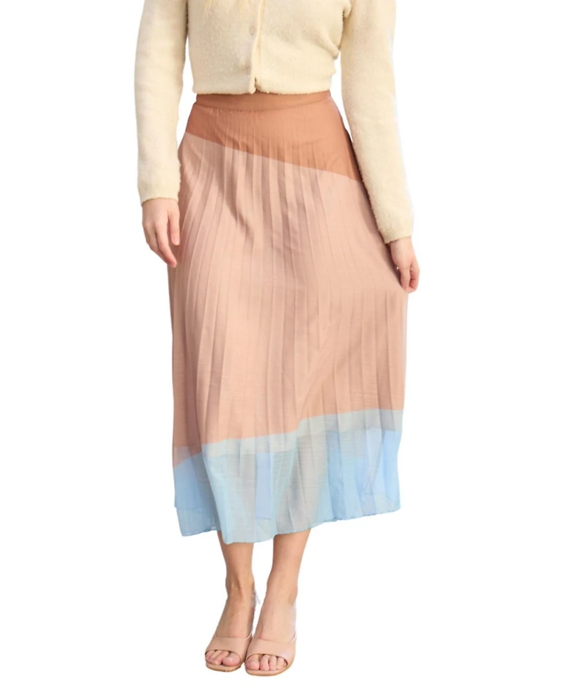 Lily and Lionel London Women's Ladbarn Color Block Pleated Maxi Skirt