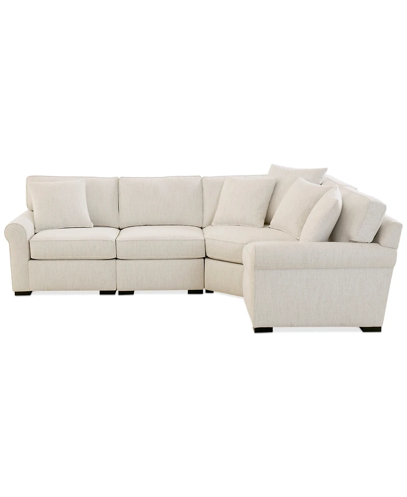 Radley Roll Arm 115" 4-Pc. Fabric L Sectional with Wedge, Exclusively at Macy's