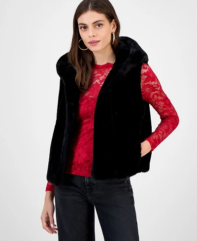Guess Women's Sophy Faux-Fur Hooded Vest