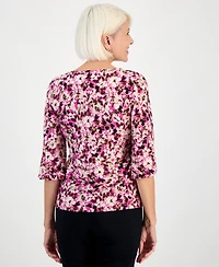 Jones New York Petite Printed 3/4-Sleeve Top