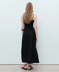 Mango Women's Bow Linen-Blend Dress