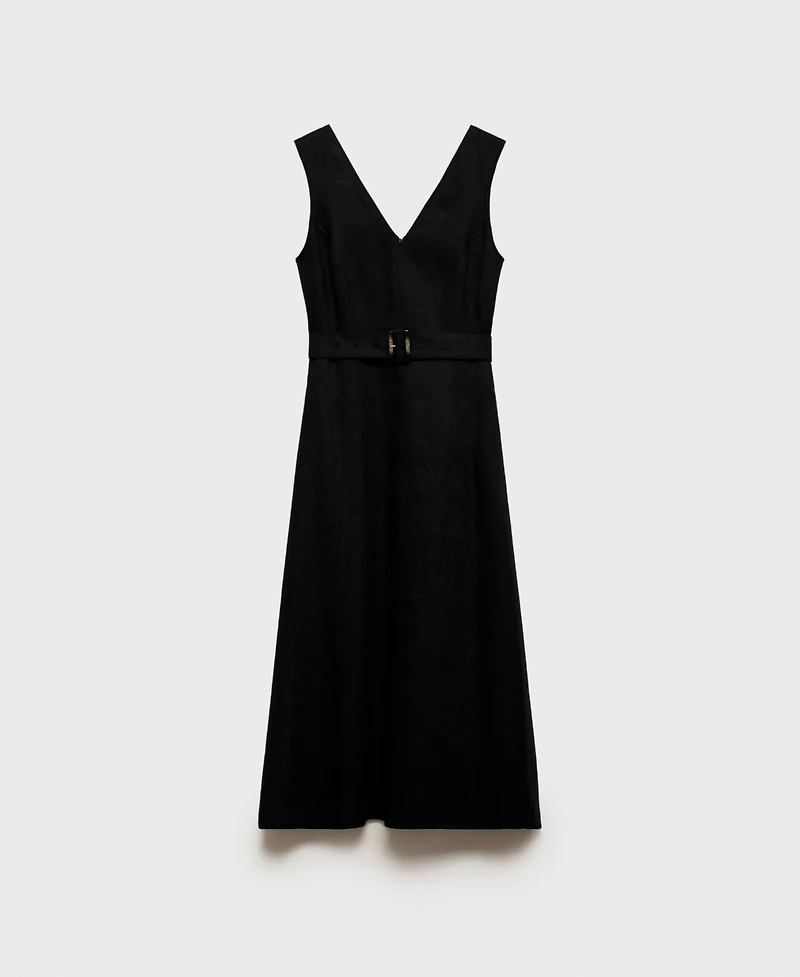 Mango Women's Flared Linen Dress