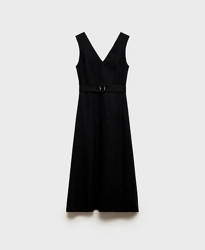 Mango Women's Flared Linen Dress