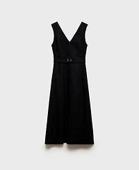 Mango Women's Flared Linen Dress