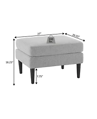 Convenience Concepts 27" Faux Linen Marlow Mid Century Ottoman