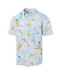 Reyn Spooner Men's Light Blue The Simpsons Cowabunga Tailored Button-Down Shirt