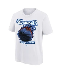 Nike Big Boys and Girls White Oklahoma City Thunder 2025 Nba Finals Champions Parade Roster T-Shirt