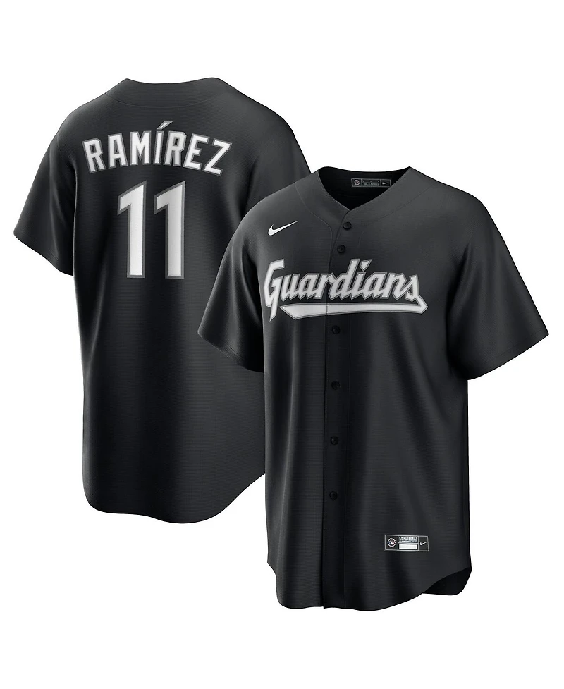Nike Men's Jose Ramirez Black Cleveland Guardians Lights Out Replica Player Jersey