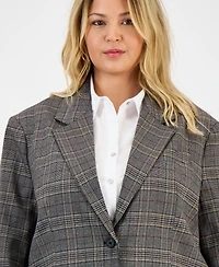 Bar Iii Trendy Plus Plaid Notched Collar Blazer, Macy's Exclusive