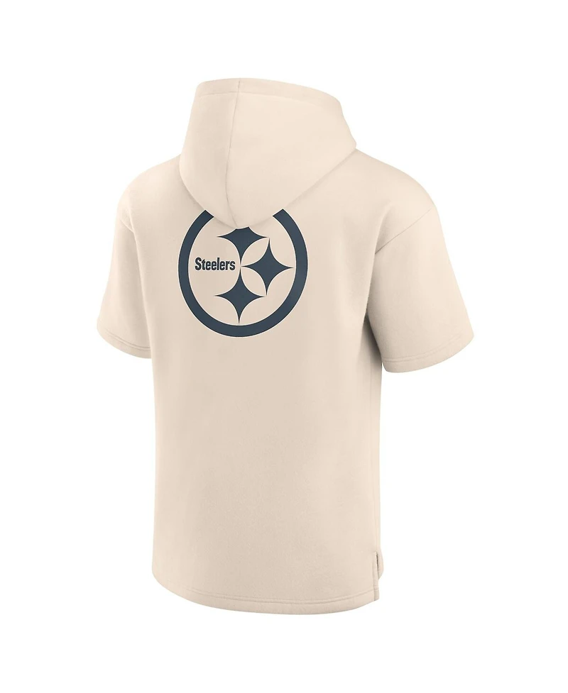Fanatics Men's Cream Pittsburgh Steelers Elements Future Ground Lettering Short Sleeve Pullover Hoodie