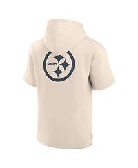 Fanatics Men's Cream Pittsburgh Steelers Elements Future Ground Lettering Short Sleeve Pullover Hoodie