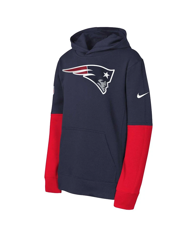 Nike Big Boys and Girls Navy New England Patriots Club Pullover Hoodie
