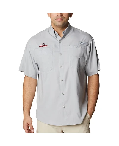 Columbia Men's Gray Georgia Bulldogs Big Tall Collegiate Tamiami Omni-Shade Full-Button Shirt