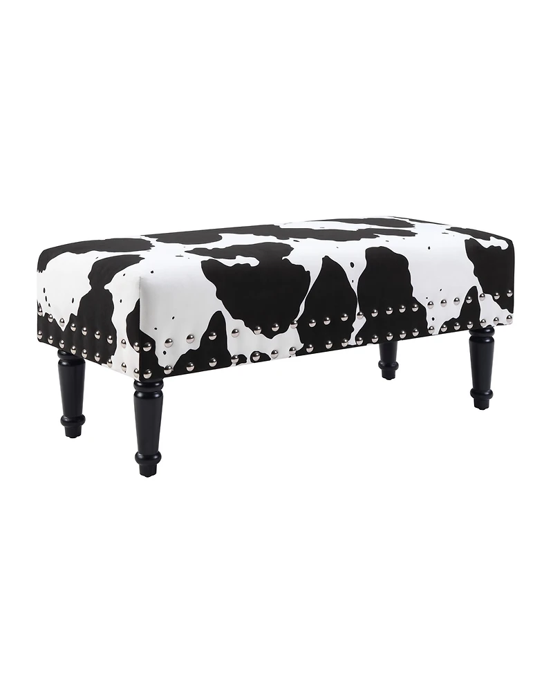 Convenience Concepts 40" Faux Cowhide Print Bench with Nailheads