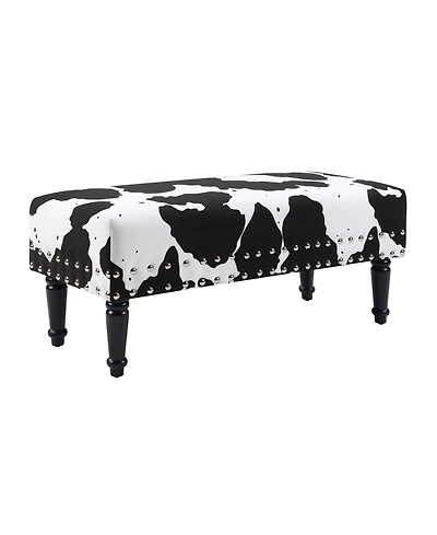 Convenience Concepts 40" Faux Cowhide Print Bench with Nailheads