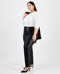 Bar Iii Trendy Plus Faux-Leather Leggings, Macy's Exclusive