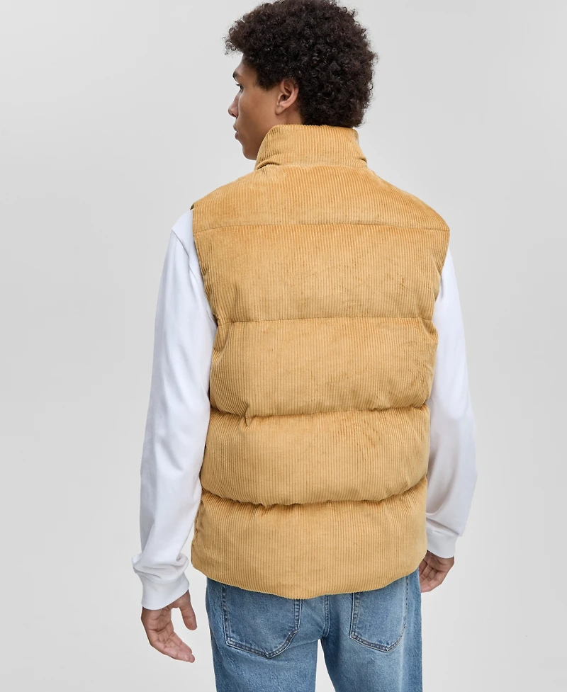 Mode of One Men's Relaxed-Fit Corduroy Puffer Vest, Macy's Exclusive