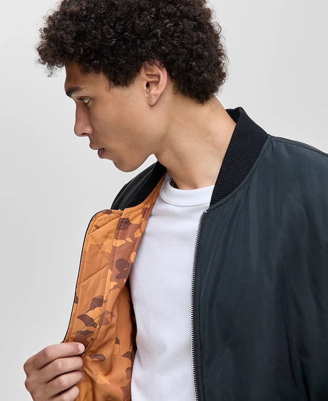 Mode of One Men's Relaxed-Fit Reversible Bomber Jacket, Macy's Exclusive