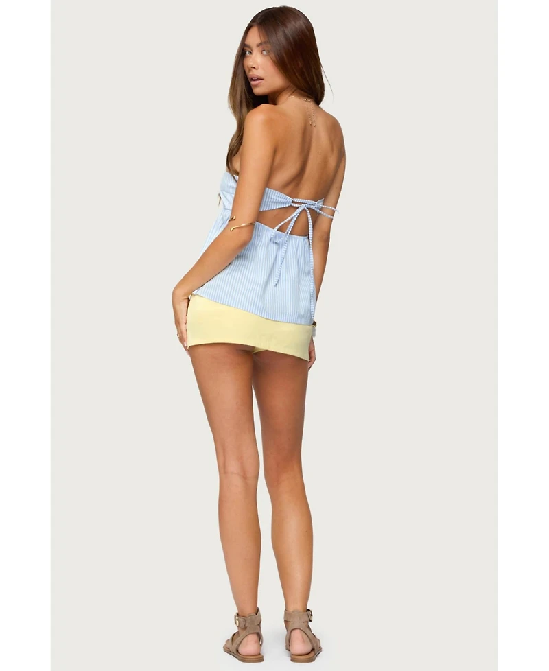 Edikted Women's Maddie Strapless Striped Babydoll Top