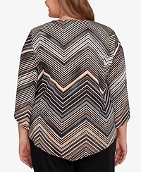 Alfred Dunner Plus Classic Chevron Stripe Crew Neck Top