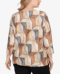 Alfred Dunner Plus Classic Stained Glass Square Neck Top