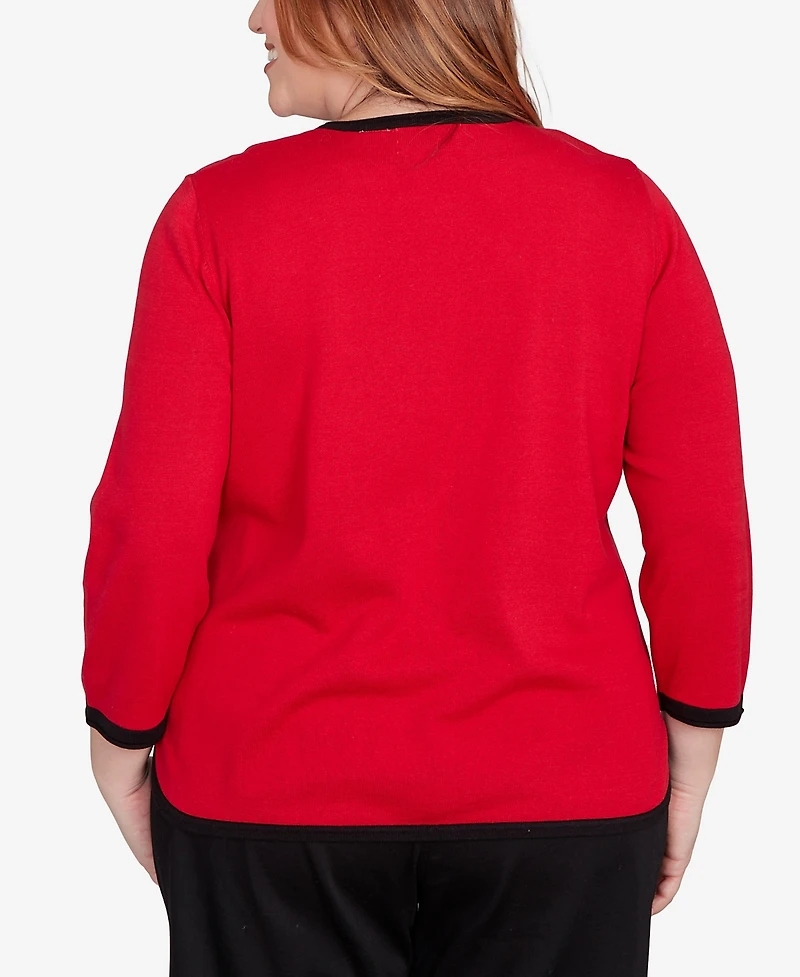 Alfred Dunner Plus Classic Colorblock Long Sleeve Sweater