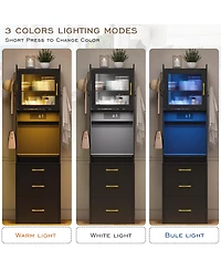 Vlsrka 3-in-1 Vanity Desk with Led Sensor Light, Flip Mirror and Drawers