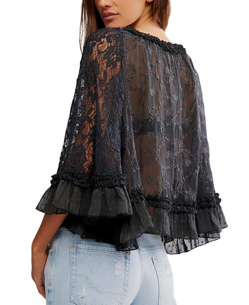Free People Women's Carly Mixed Materials Cape Top