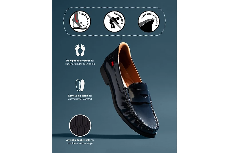 Marc Joseph New York Womens Newbury Street Hands-Free Slip On Technology Penny Loafers