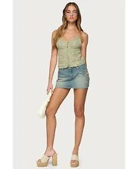 Edikted Women's Embroidered Button Up Tank Top