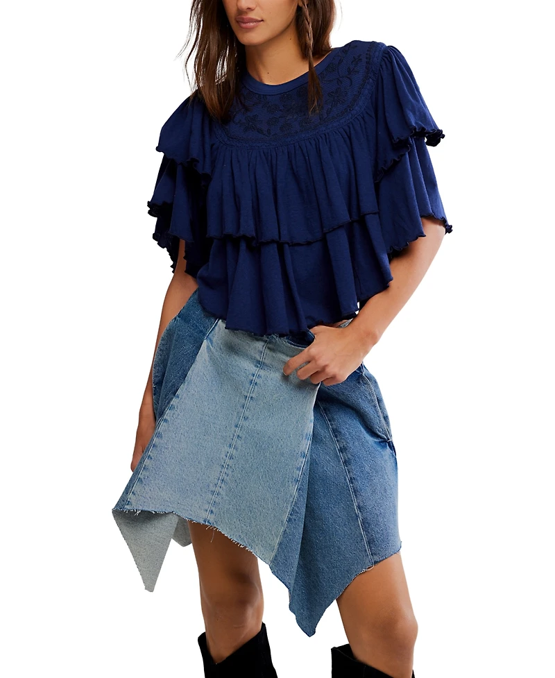 Free People Women's Rose Party Ruffled Cotton Top