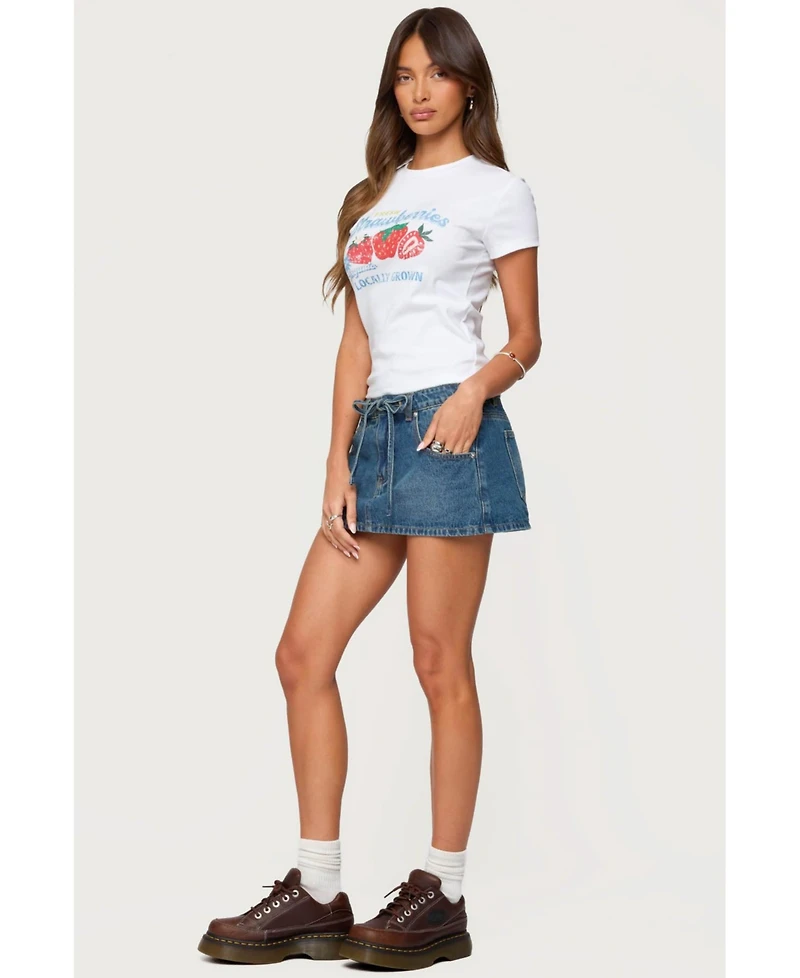 Edikted Womens Fresh Strawberries Graphic T Shirt