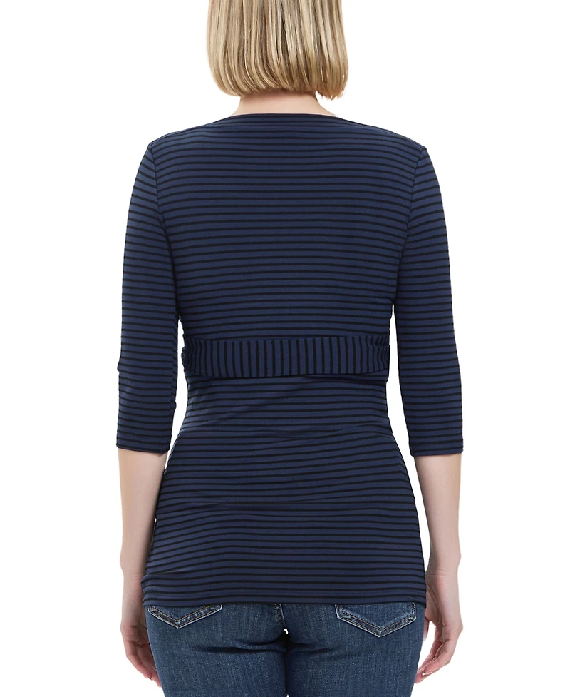 kimi + kai Maternity Striped Boat Neck Top
