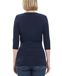 kimi + kai Maternity Striped Boat Neck Top