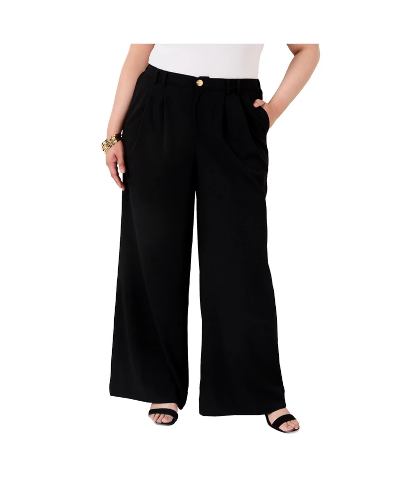 June + Vie Women's Pleated Wide-Leg Trousers