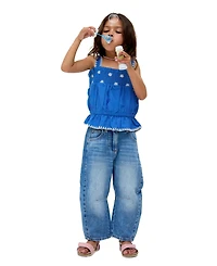 Raffya Kids Tilly Blanket Stitch Peplum Hem Blouse