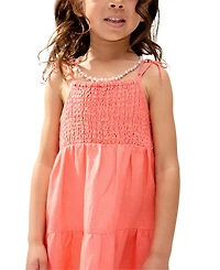 Raffya Kids Little Girls Emma Shirred Bodice Scalloped Embroidered Dress