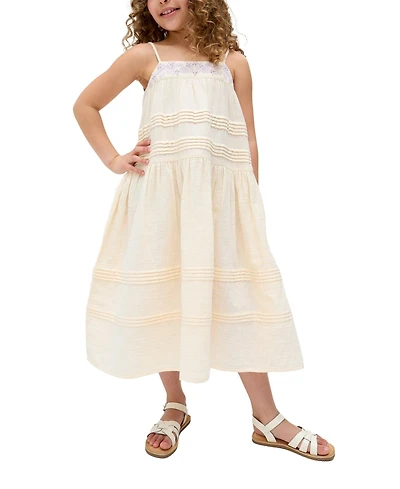 Raffya Kids Swish Pin Tuck Embroidered Dress