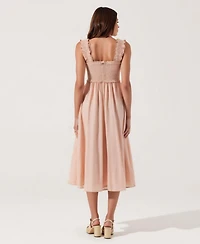 Modenaire Women's Smocked Ruffle-Strap Button-Front Midi Dress