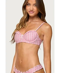 Edikted Women's Pip Striped Ruffle Cupped Bikini Top