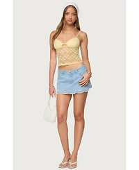 Edikted Womens Sheer Lace Cut Out Tank Top