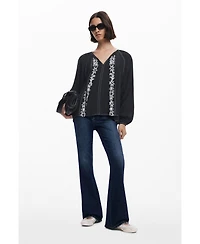 Desigual Women's Blouse with contrast embroidery