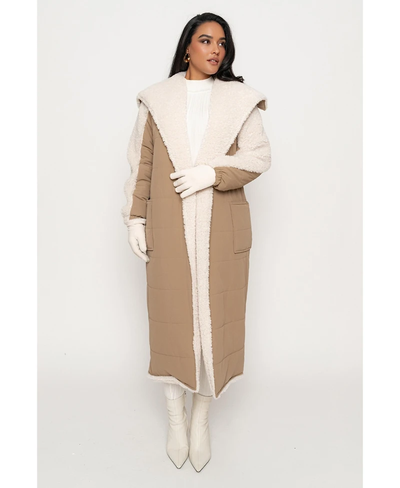 Jluxlabel Women's Contrast Sherpa Coat