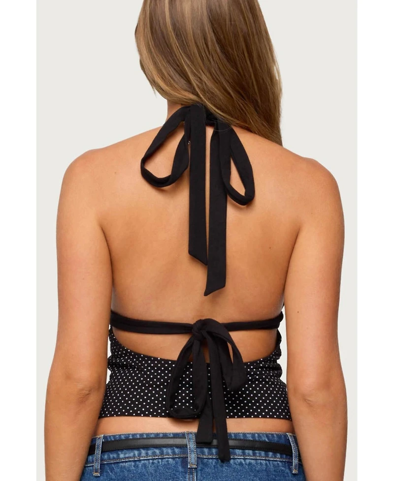 Edikted Women's Ginny Mixed Polka Dot Halter Top