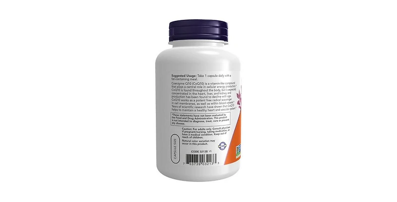 Now Foods CoQ10 with Hawthorn Berry Vegetarian ,100 mg ,180 Veg Caps